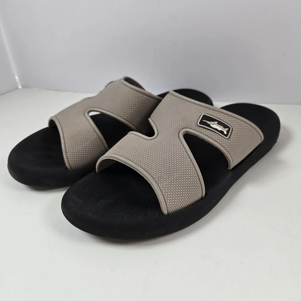 Madeinyaoli Slide Sandals Mens EU 43 Black Gray Swordfish Logo Casual Beach Pool